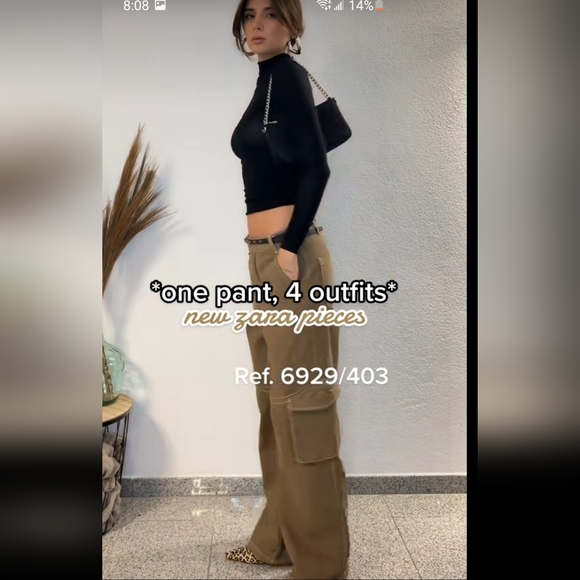 NWT Zara high waisted wide leg cargo pants - Picture 12 of 16